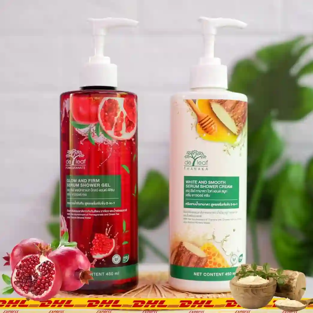 De Leaf Pomegranate Glow and Firm Serum Shower Gel