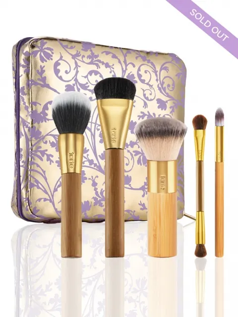 Brushed With Destiny Set Of 5 Bamboo Brushes & Makeup Bag