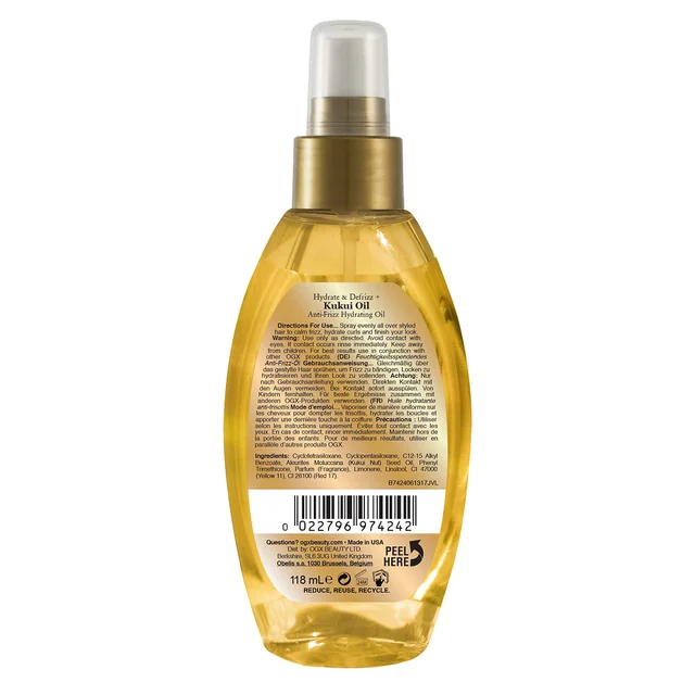 Hydrate + Defrizz Kukui Oil Anti-frizz Hydrating Oil