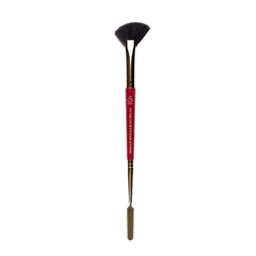 CHAT Makeup Spatula & Fan Brush ( ฉัตรไม้พายสแตนเลสและแปรงพัดทรงเอียง )