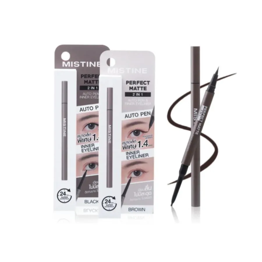 MISTINE PERFECT MATTE 2IN1 อายไลเนอร์ 2 หัว เส้นคม กันน้ำ ไม่แพนด้า
