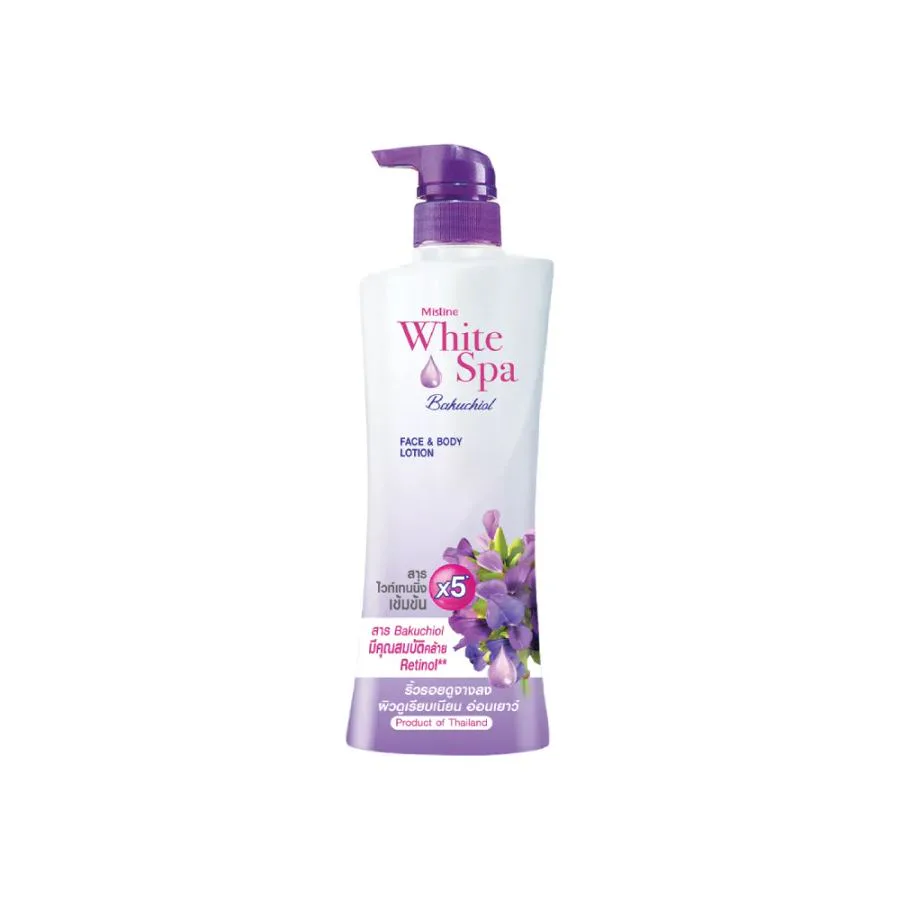 MISTINE WHITE SPA BAKUCHIOL PERFECT SKIN &amp; BRIGHTENING LOTION สูตร บาคูชิออล